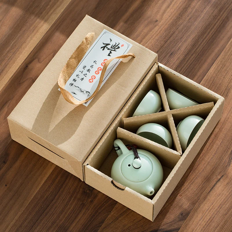 Portable travel tea setincluding a ceramic Xishi teapotone teapottwo cupsand a set of four cups, customizable as a creative gift
