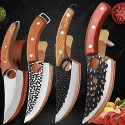 Multipurpose Chef Knives Meat Cleaver Kitchen Knife Hand-Forged Boning Knife Wooden Handle Stainless Steel Hammer Butcher Knife
