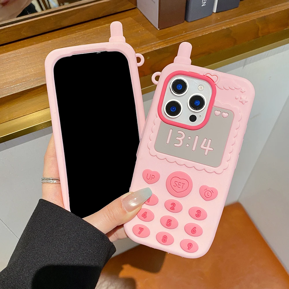 Niedliche 3D-Handyhülle im Handy-Stil für iPhone 17 16 15 14 13 12 Pro Max, Kawaii, stoßfest, weiche Silikon-Rückabdeckung – Detail 9