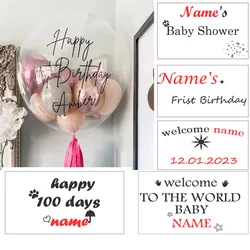 18/24/36 pollici adesivi personalizzati per palloncini per Baby Shower personalizzati personalizzati adesivo per palloncini BoBo trasparente nome fai da te festa di compleanno Baby Shower Decor