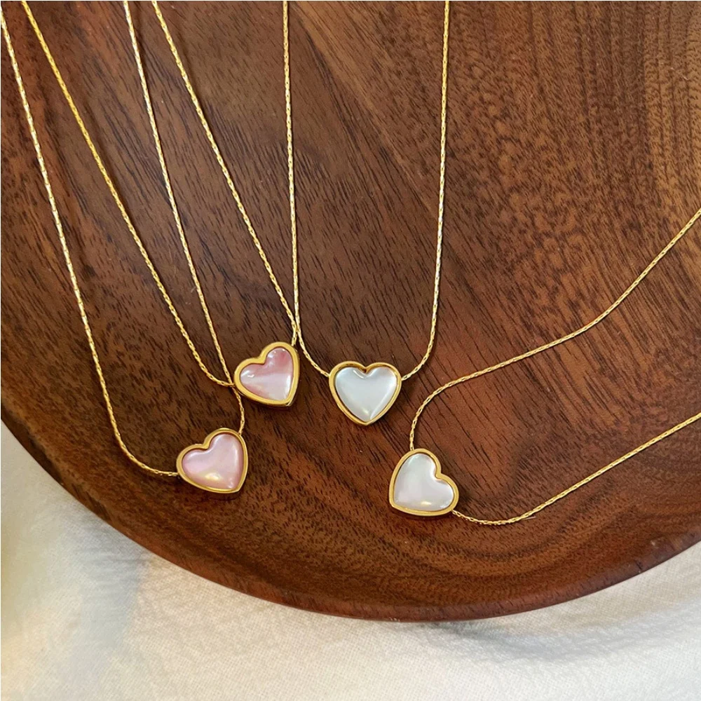 Einfache Transparent Rosa Acryl Liebe Anhänger Halskette Für Frauen Retro 18k Gold Farbe Schlüsselbein Kette Schmuck Trend Zubehör