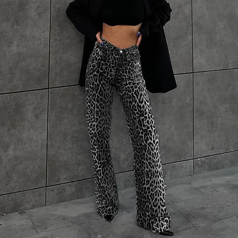 Women Youthful Clothes Leopard Printed Fashion Straight Pants Personalized Summer New 2024 Women's High Waist Casual Trousers