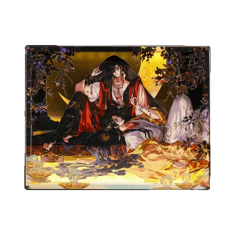 Papel de bênção do céu esculpido luz noturna, Tian Guan Ci Fu, Figura acrílica Hua Cheng Xie Lian, Ornamento de mesa