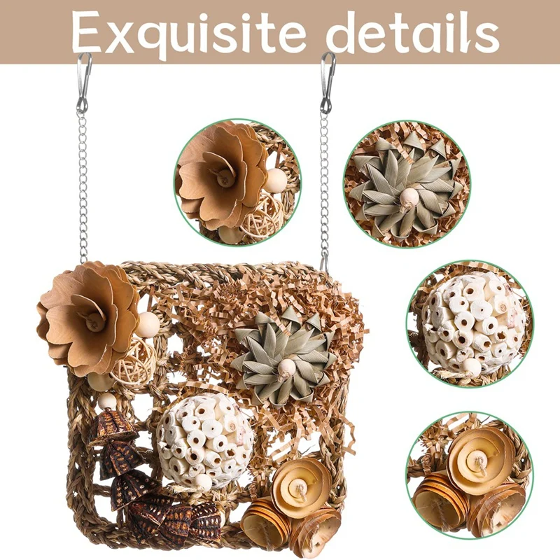 ألعاب حائط للتسلق للببغاء ، ألعاب علف الطيور ، حصيرة عشب ، ببغاء ، كوكاتيل ، كونور ، لوفبيرد #3