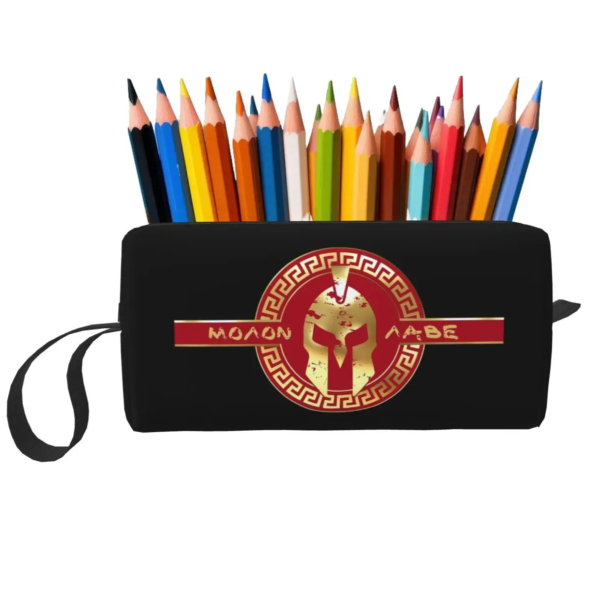 Federmäppchen mit Spartan-Sparta-Krieger-Helm-Logo für die Schule, Stiftbox, Bleistiftbeutel, Schreibwaren, Reise-Organizer-Tasche für Damen