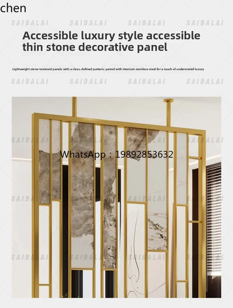HT Light Luxury Stainless Steel Living Room Decorative Partition Hotel Project Custom Entrance Light Luxury