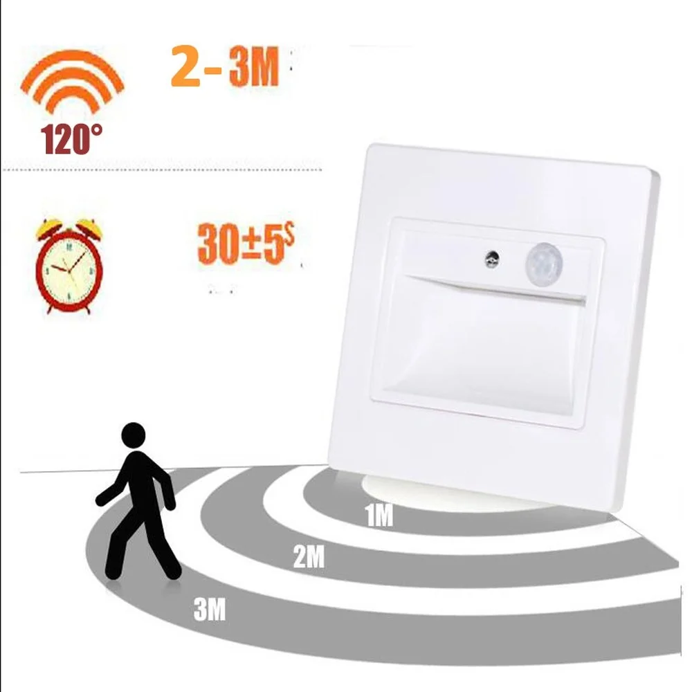 Imagem -05 - Interior Pir Sensor de Movimento Led Passo Luz 1.5w Infravermelho Corpo Humano Indução Escada Case Lâmpada Parede para Passagem Corredor