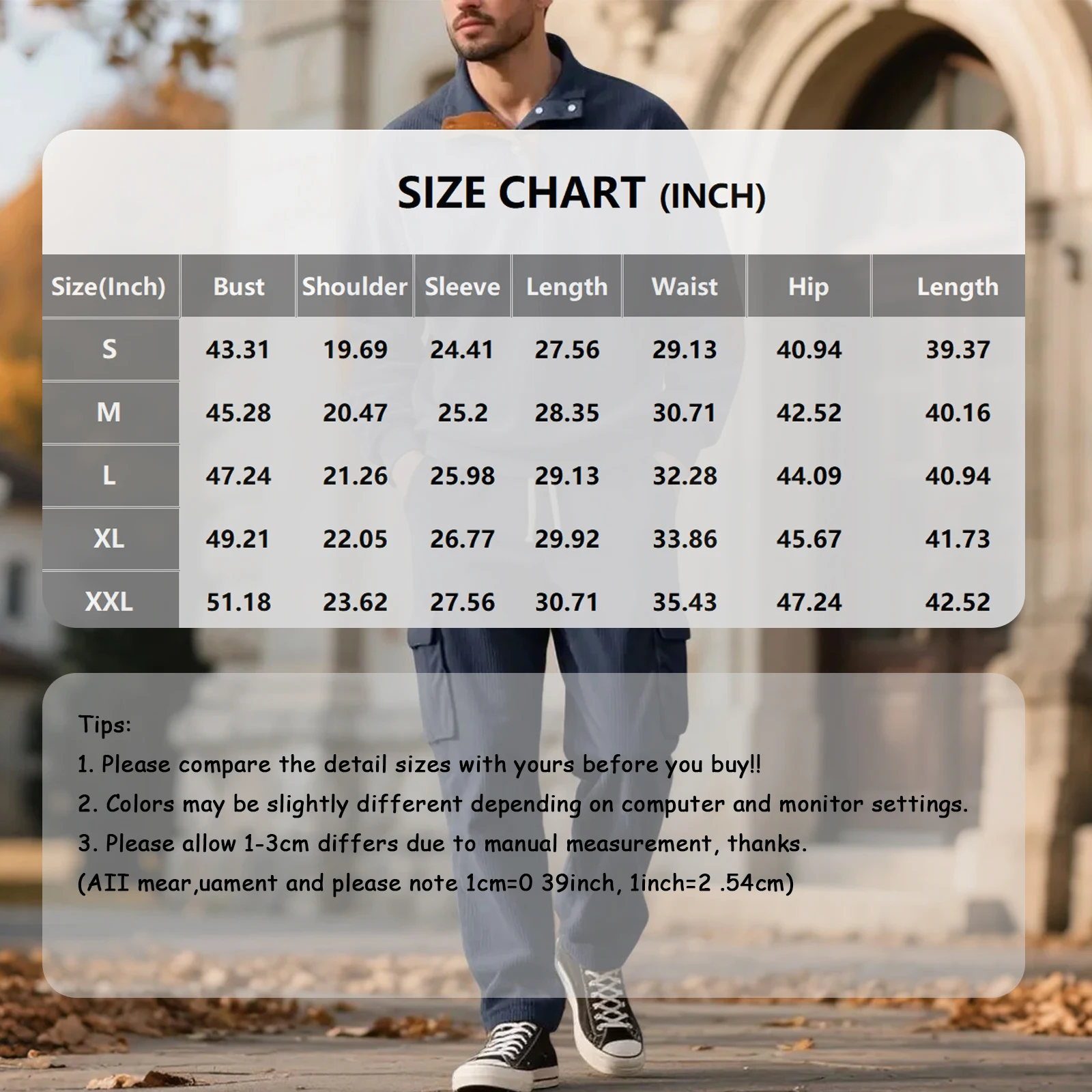 Męski kombinezon ze sztruksu ze stójką, zapinany na zamek, męski jesienno-zimowy ciepły, luźny, pluszowy, gruby kombinezon z kapturem i nadrukiem.
