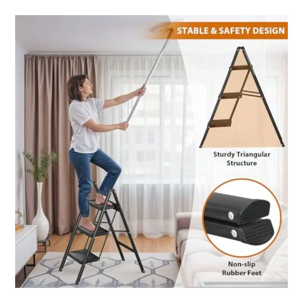 

Step Ladder Foldable Folding Step Stool With Wide AntiSlip Pedal Heavy Duty R Full Steel Step Ladder For Home Kitch Closet Offi