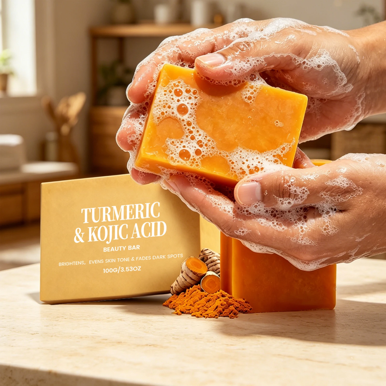 Turmeric Kojic Soap Exfoliating Deep Clean Skin Pores Lasting Oil Control Remove Body Bad Odor Daily Clean Soap For Face & Body