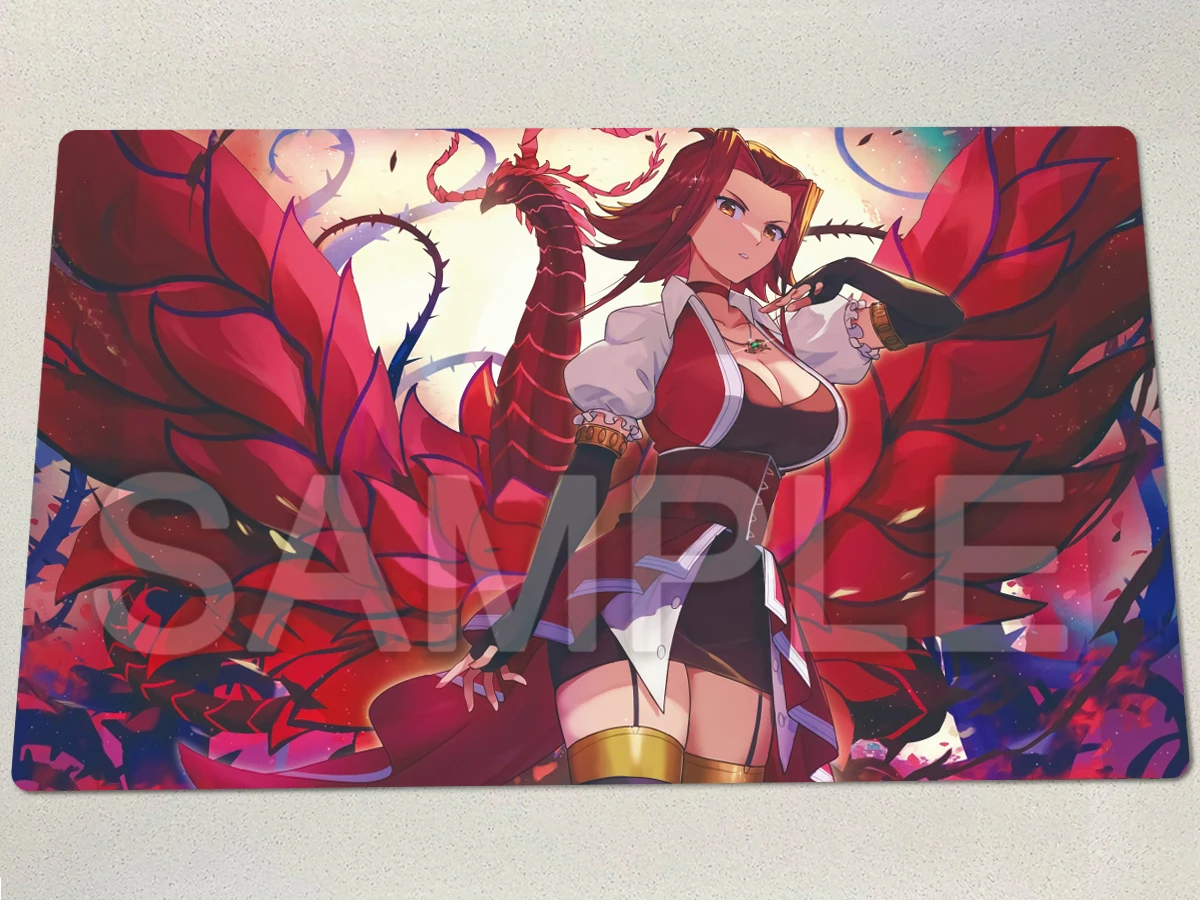 

YuGiOh Akiza Izinski Mat Black Rose Dragon TCG Playmat CCG Board Game Pad Trading Card Game Mat Rubber Gaming Mouse Pad Free Bag