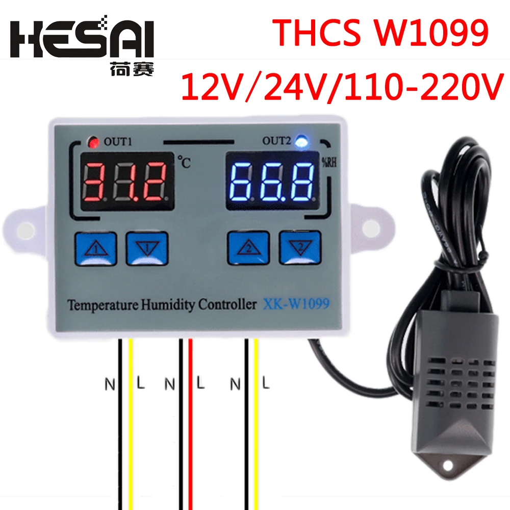 XK-W1099W Digital Temperature Humidity Controller Egg Incubator Thermostat Humidity Controller Regulator Heating Cooling Control