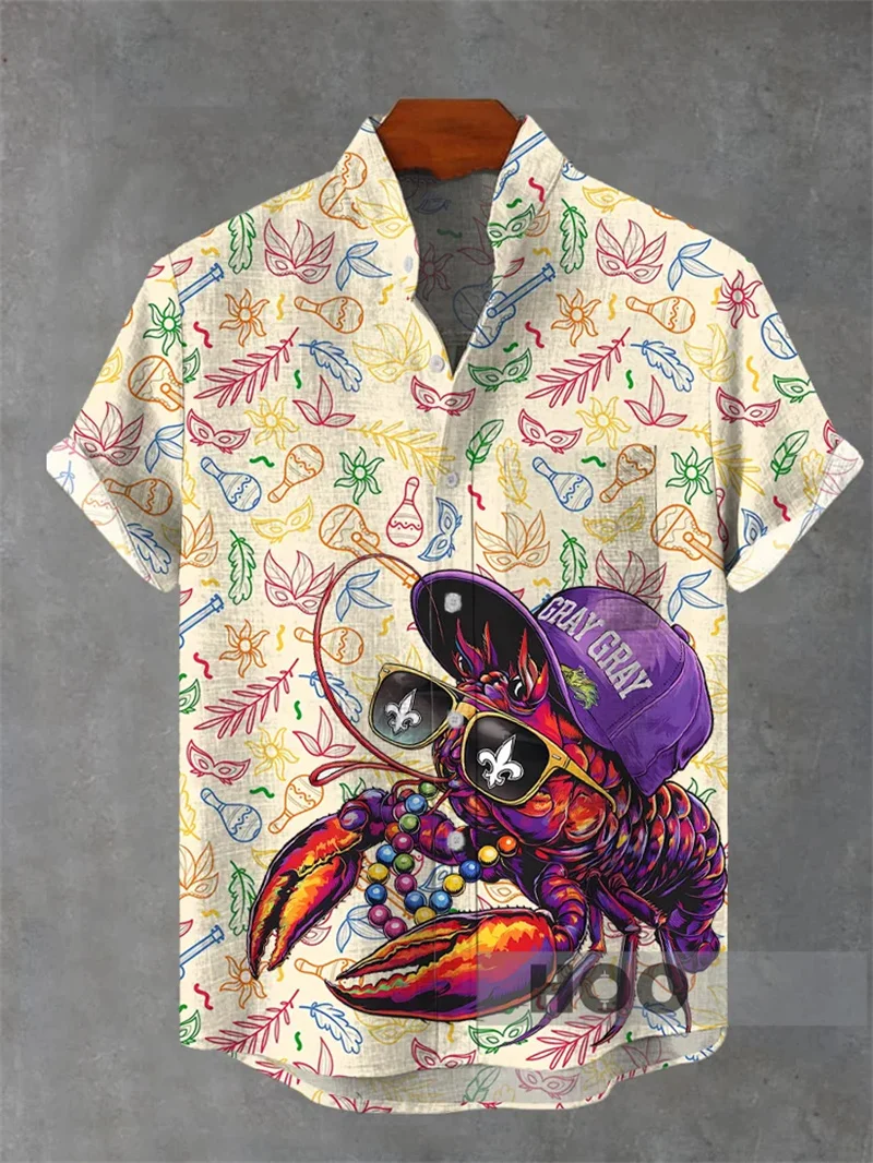 

2025 Men's Shirt 3D Printed Short Sleeve Shirt Summer Fashion Men's Clothing Loose Hawaiian Shirt Linen