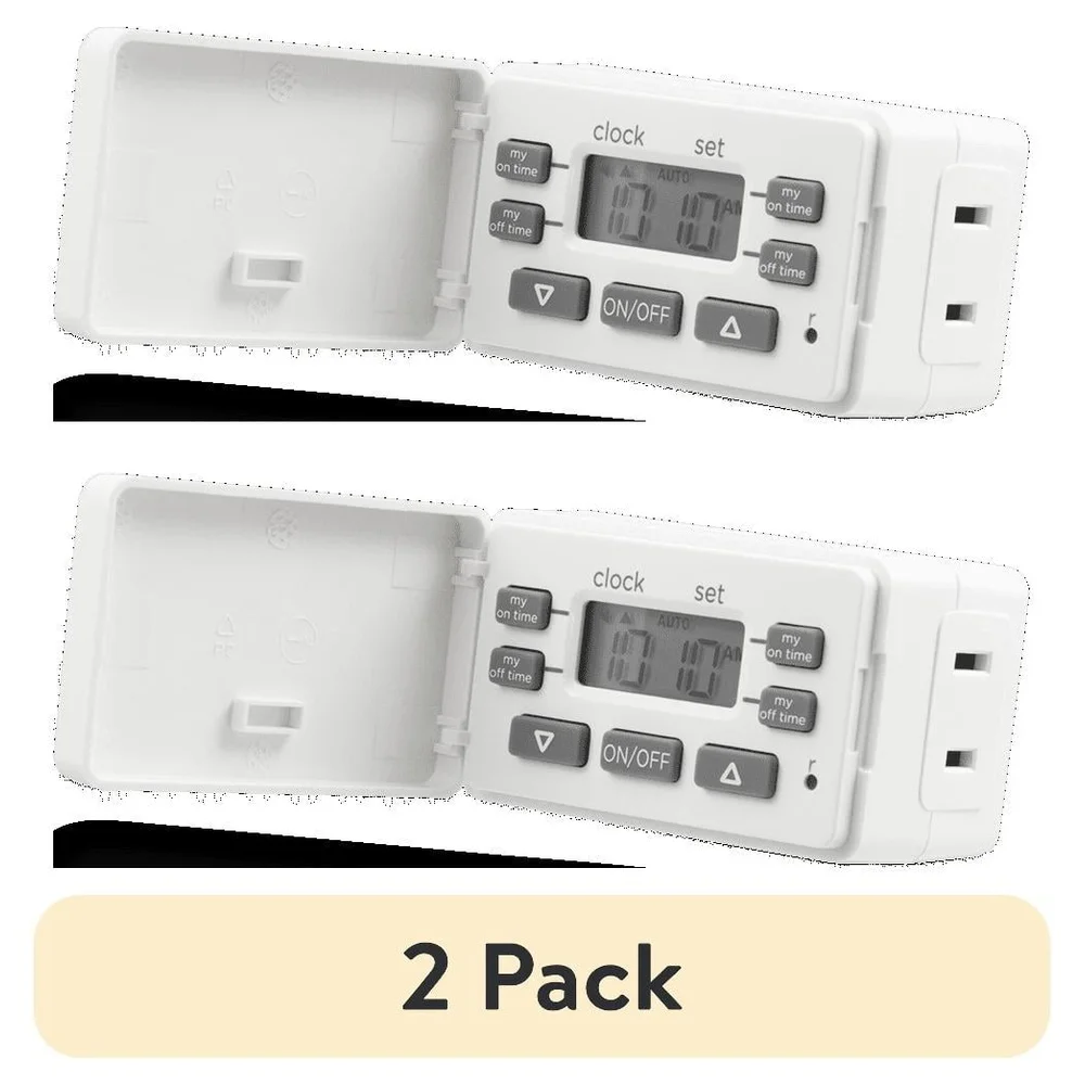 2er-Pack digitaler Timer, 1 Steckdose, programmierbarer Countdown-Timer, Innenbereich, platzsparendes Design, Lichter, Ventilatoren, Geräte