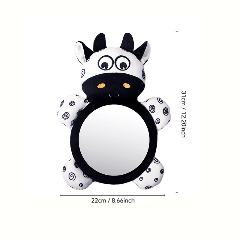 Zebra Cow Pattern Baby Car Mirror - Rear View Mirror for Infant Car Seats & Strollers Wide Angle, Adjustable, Reflective Safety