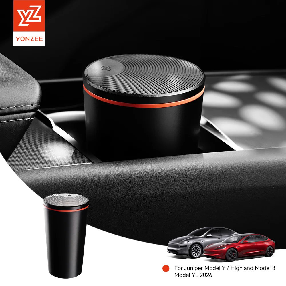 

YZ For Tesla Model 3 Model Y YL Highland Juniper 2026 Car Trash Can Magnetic Garbage Bin Waterproof Storage Box Organizer Access
