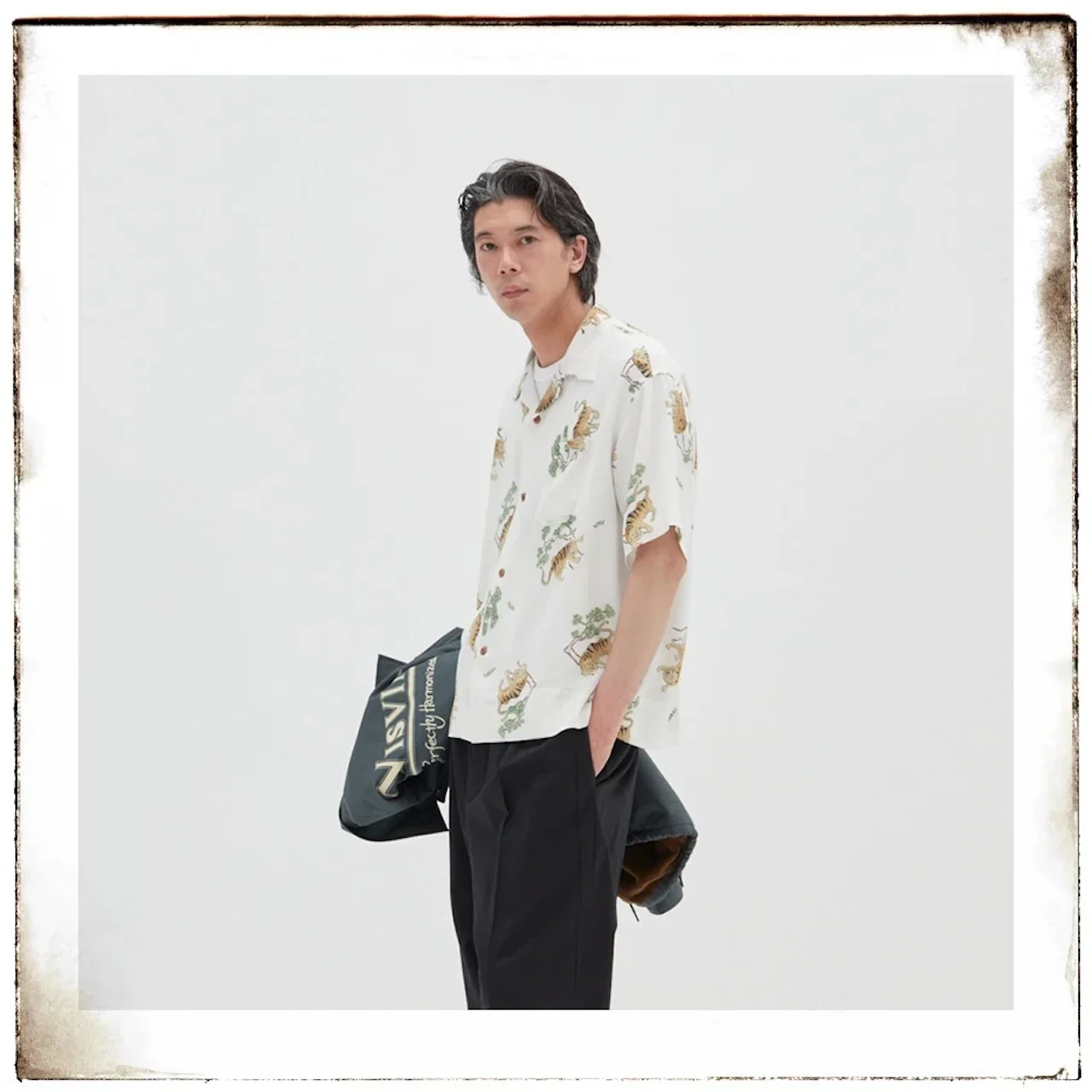 VISVIM 24SS kemeja lengan pendek pria, baju pantai Hawaii kasual trendi Jepang bermotif macan untuk pria musim panas