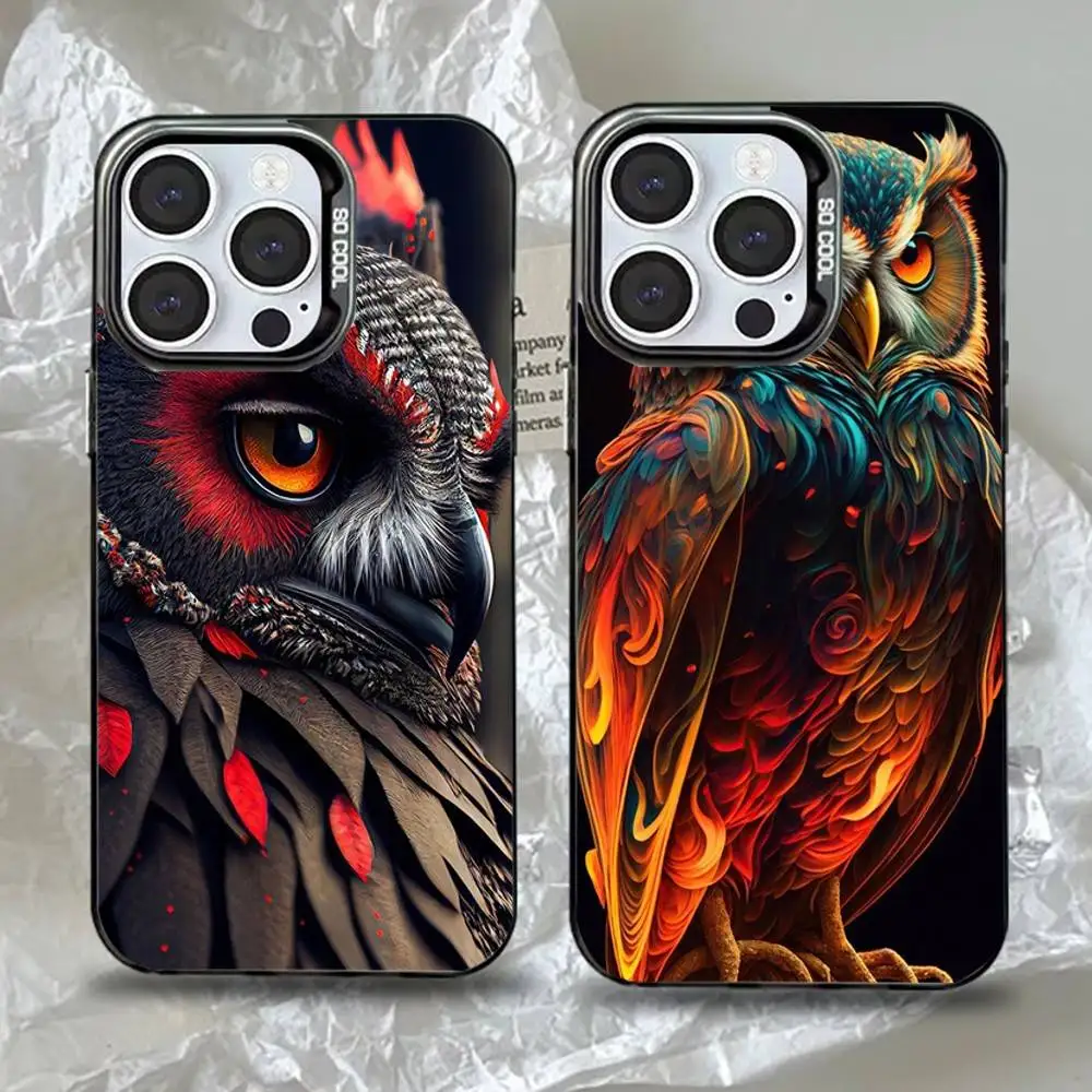 

Cute Owl Phone Case For iPhone 16,15,14,13,12,11,Pro,Max,Plus,Mini,XS,SE Anti Fall Black Matte Hard Bumper