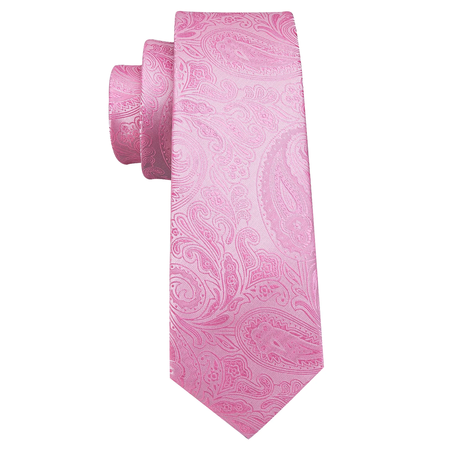 Classic Peach Pink Ties For Men Exquisite Paisley Necktie Handkerchief Cufflink Set Groom Gift Business Designer Barry.Wang 6012