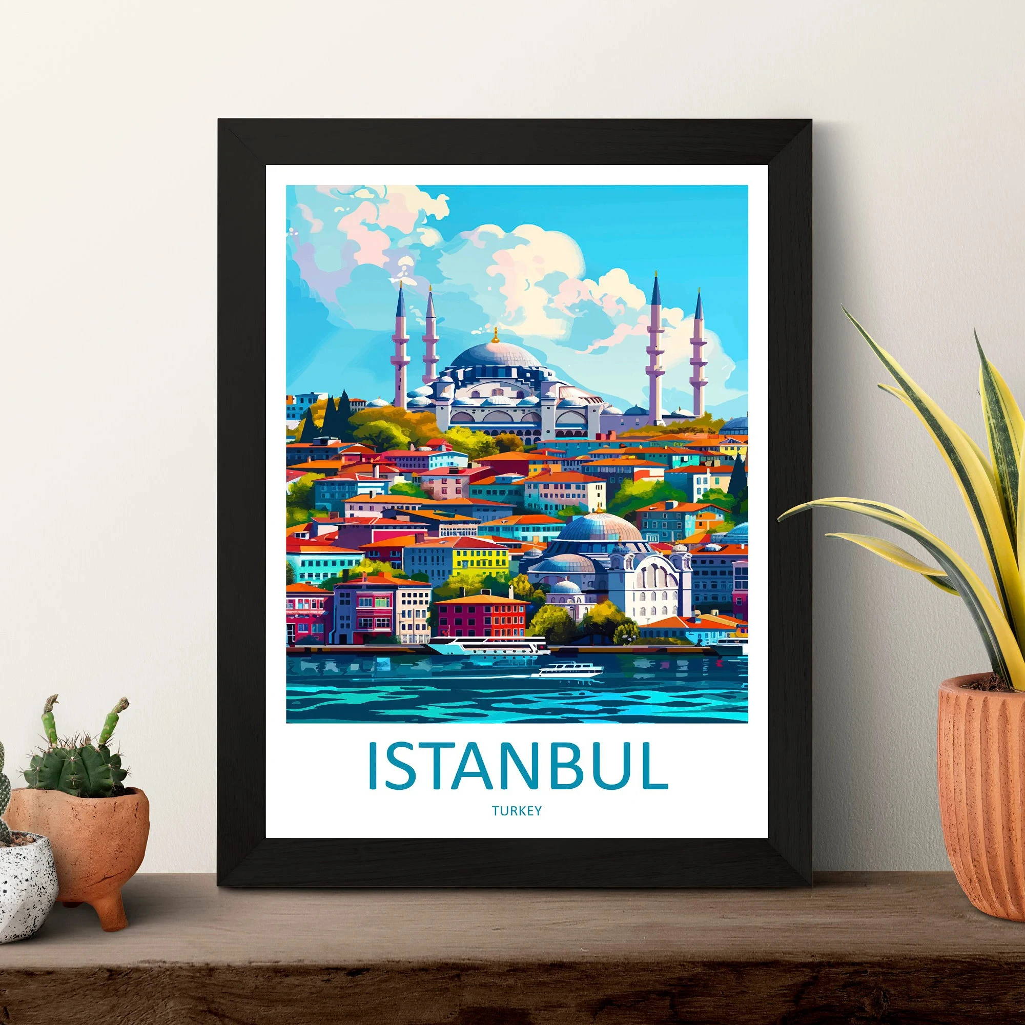 لوحة فنية جدارية مطبوعة للسفر من اسطنبول، معلقة على الحائط تركيا اسطنبول، ديكور المنزل، هدية تذكارية للسفر اسطنبول، ملصق فني مطبوع على القماش