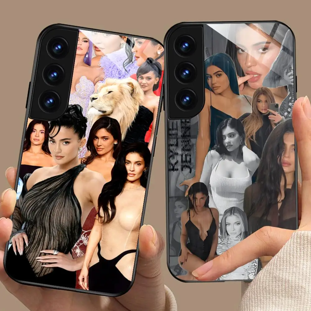 Kylie Jenner Mobile Cell Phone Case for Samsung Galaxy S25 S24 S23 S22 S21 S20 Note20 Plus FE Ultra Glass Cover Pretty Luxury
