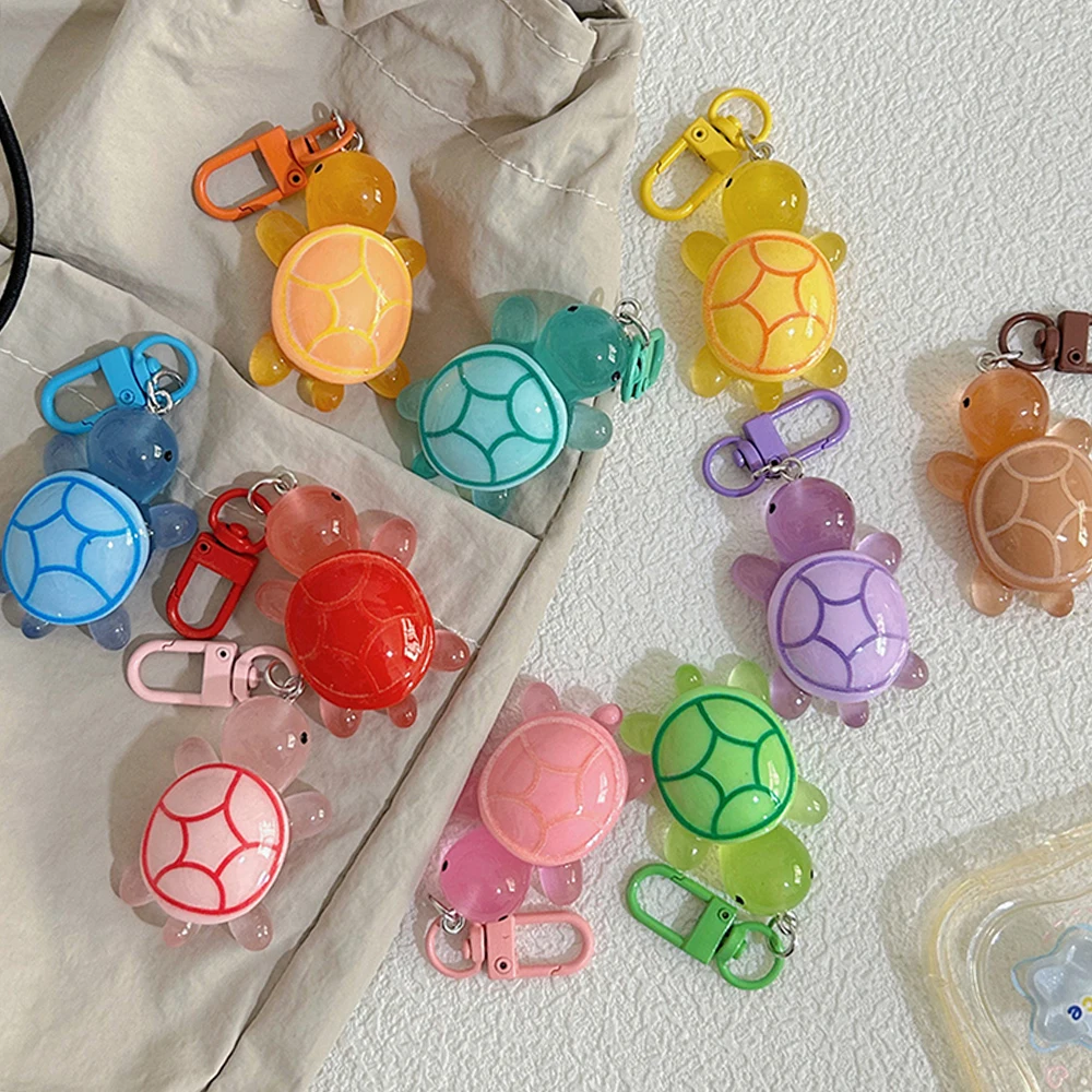 Cartoon Luminous Colored Turtle Pendant Keychain Cute Backpack Hangings Decoration Internet Celebrities Jewelry Gifts for Friend