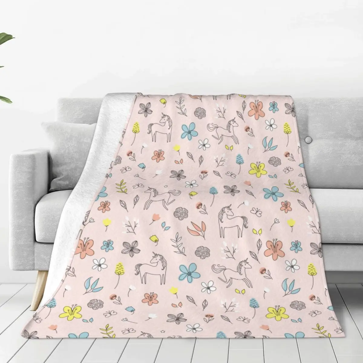 

Colorful Unicorn Animal Blankets Fleece Textile Decor Multifunction Super Warm Throw Blankets for Bed Office Bedspread