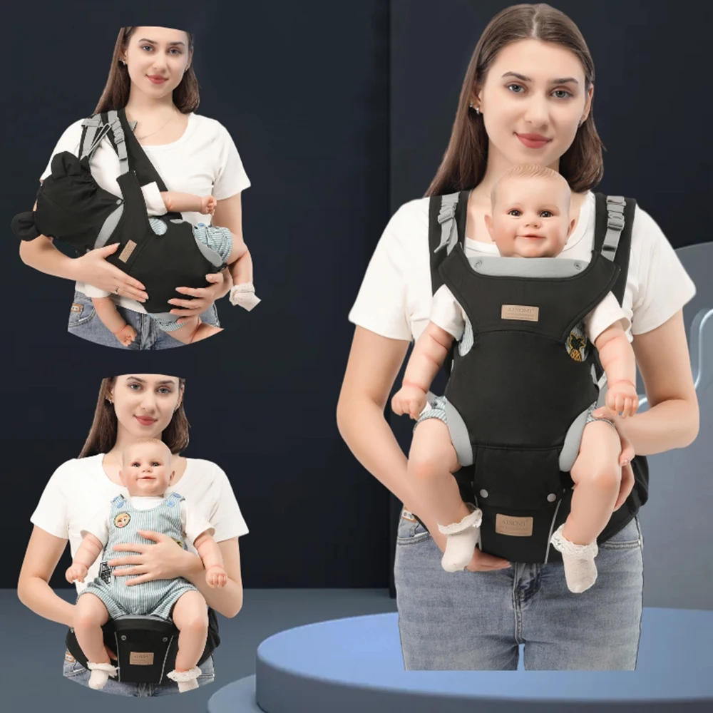 Detachable Baby Carrier with Hip Seat Support for Newborns Suitable for 0-36 Months Weight 7-45 Pounds Waist Cushion Included