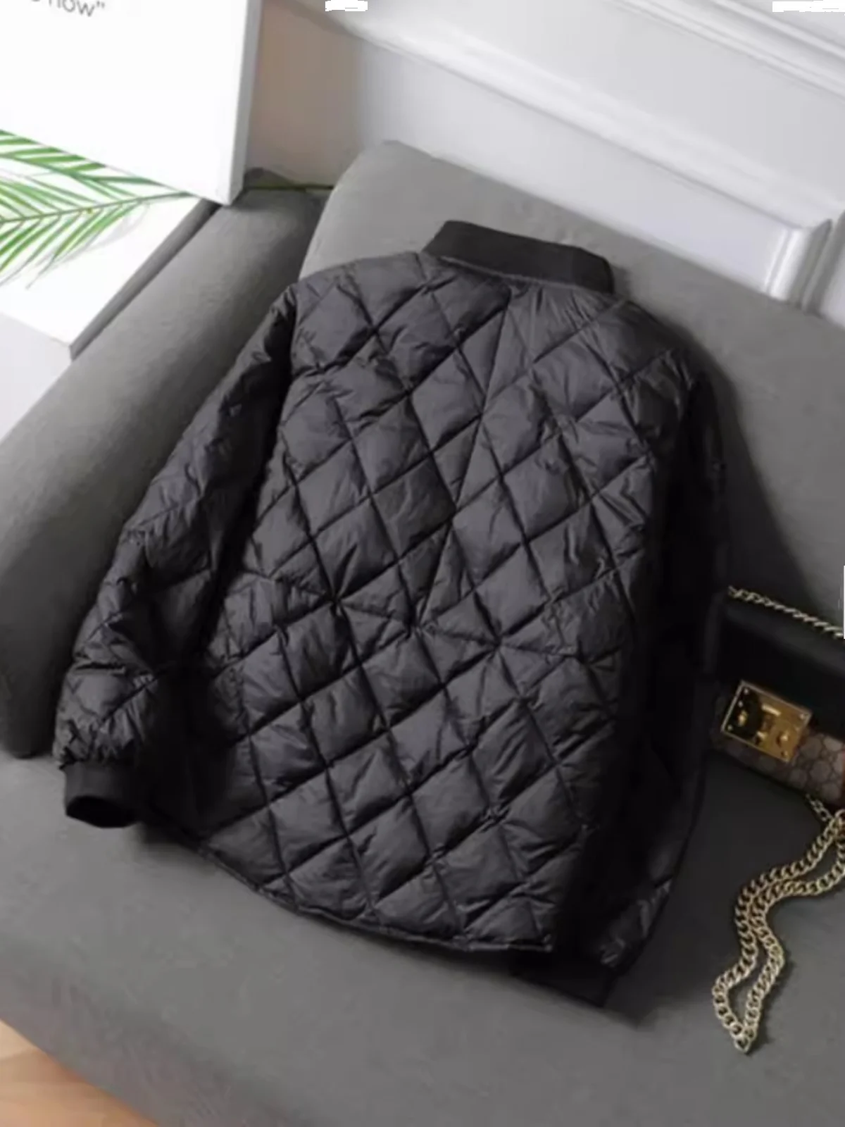 경량 푸퍼 재킷 여성용 짧은 코튼 재킷 경량 다이아몬드 느슨한 야구 스타일 슬리밍 가을 겨울 코트