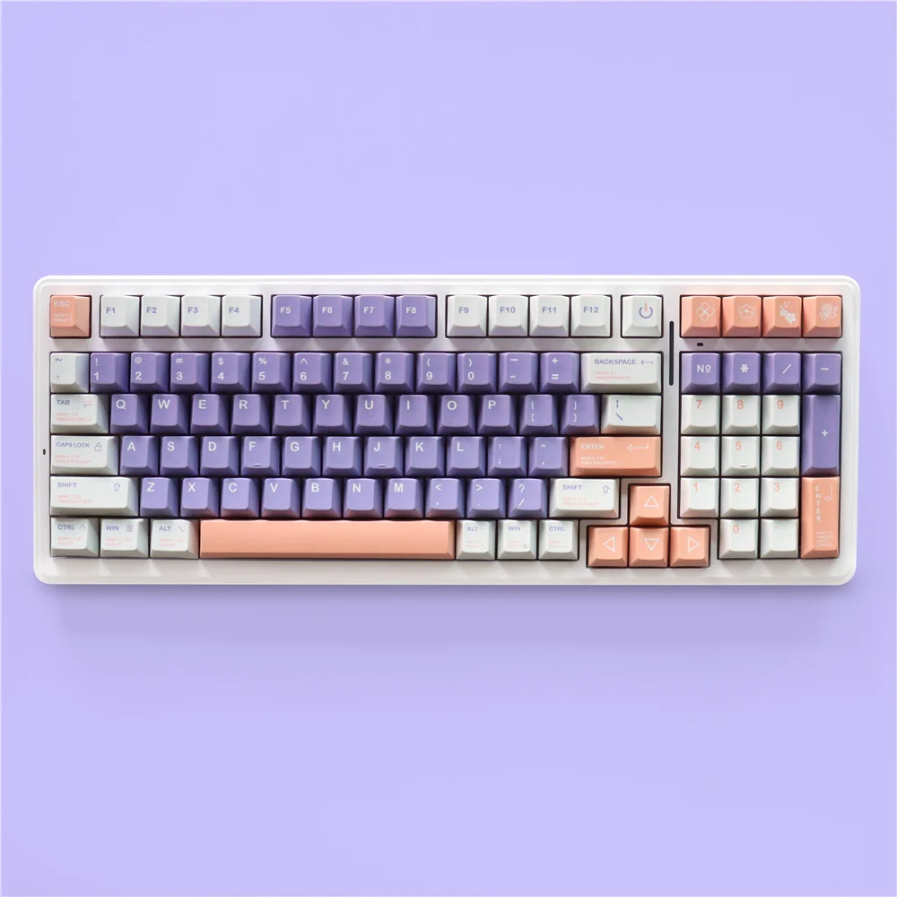GMK Violet Keycaps Dye Sub Durable PBT Smooth Texture 129 Keys Cherry Profile Keycaps for Mx Switch Mechanical Keyboard