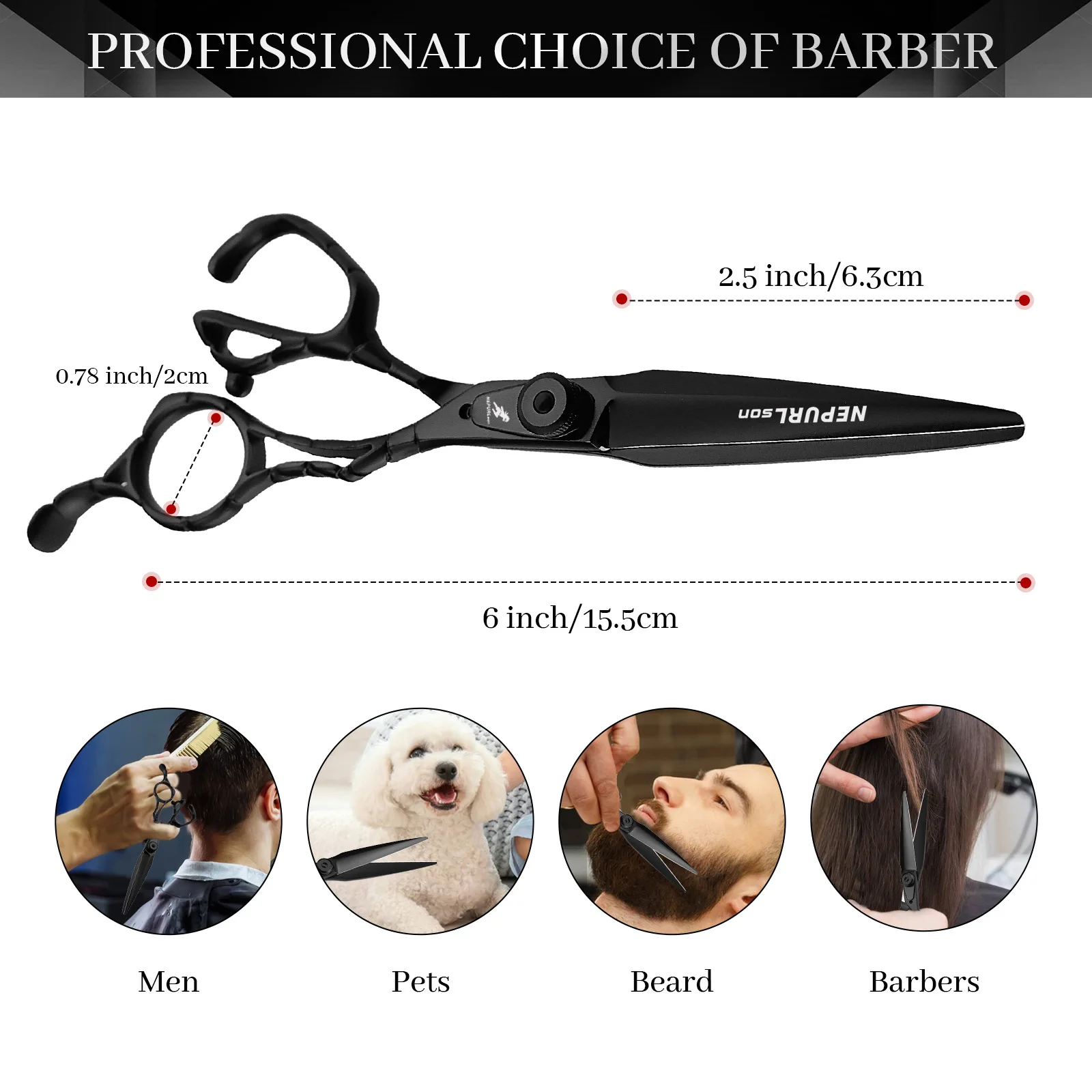 6.0-inch high-quality VG10 steel hair scissors, specially designed for professional hairstylists, suitable for hair styling.