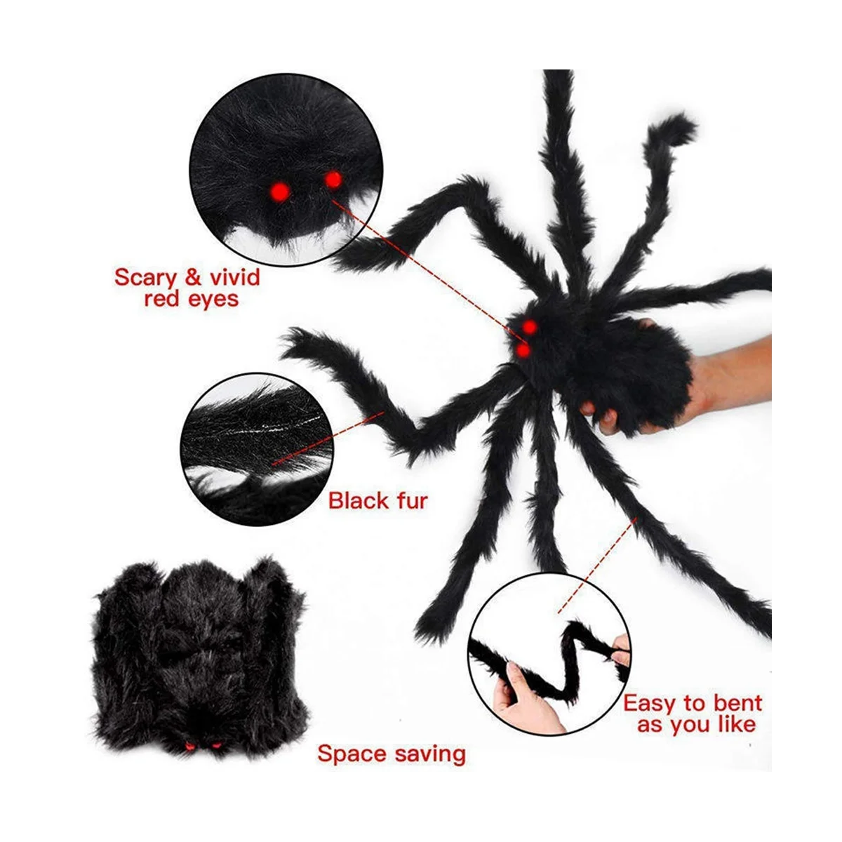 Halloween Spider Decoratie, Zwarte Zachte Enge Spin Levensechte Okumo Rekwisieten Zijn Geschikt Voor Gezinnen En Binnenplaatsen