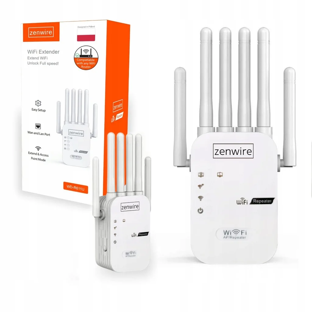 5G WiFi-signaalversterker Range Extender, externe repeater Zenwire WD-R611U 300 MB/s, netwerkapparatuur voor computer, kantoor.