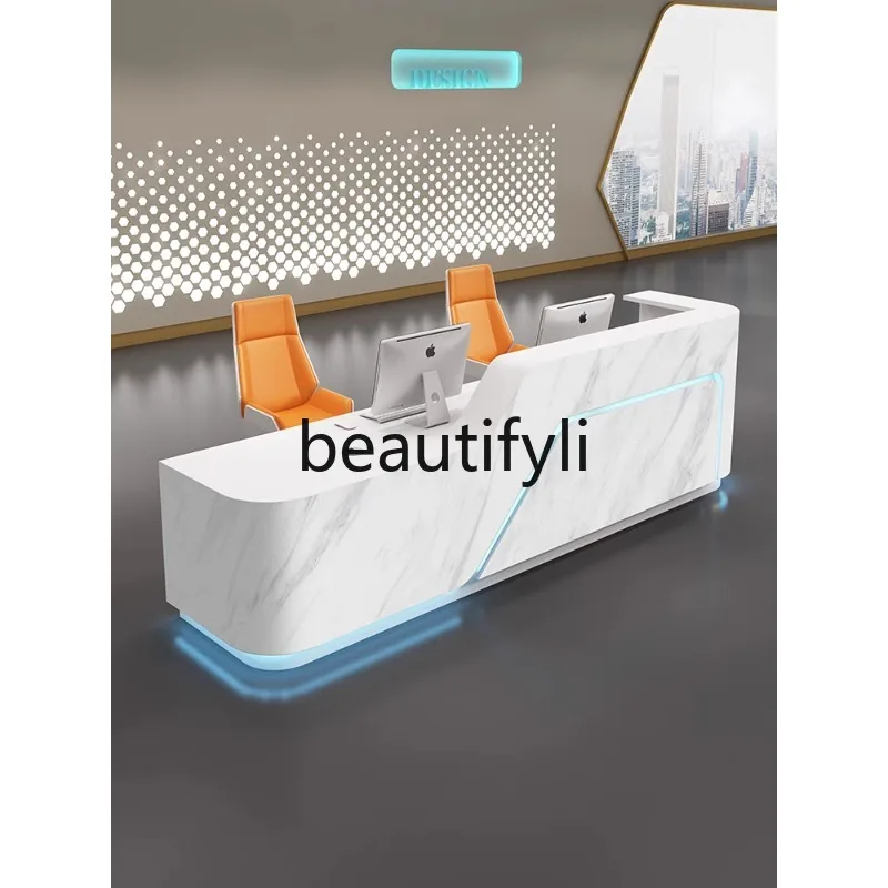 مكتب استقبال من الرخام المقلد للشركة، مكتب استقبال بسيط وحديث لصالونات التجميل، يمكن تخصيص شريط صفحة الخروج