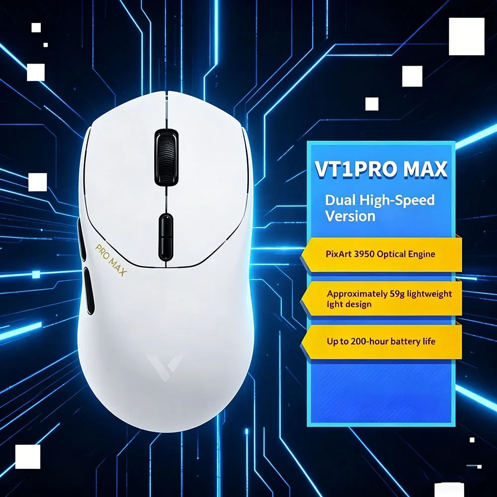 59g Lightweight 8KHz Polling Rate Rapoo VT1PRO MAX Wireless Gaming Mouse 30000DPI 9 Programmable Buttons