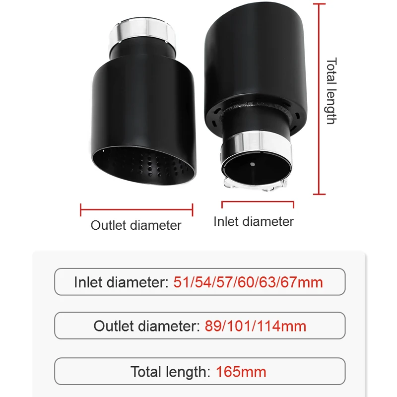 1 Piece Stainless Steel Single Exhaust Tip For Golf 7 MK7 GTI Golf R Muffler Tip Exhaust System 63mm Universal Nozzle Tailpipe