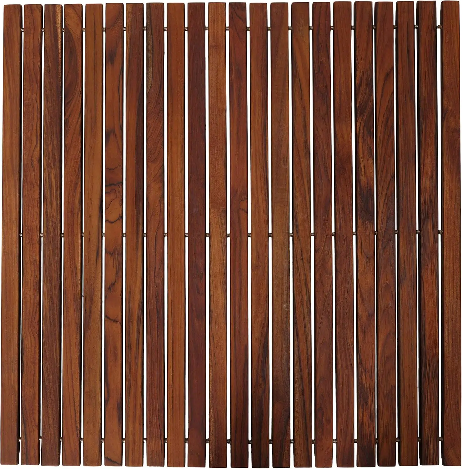 

Fuji String Spa Shower Mat in Solid Teak Wood Oiled Finish, 30" Square Mat, Brown