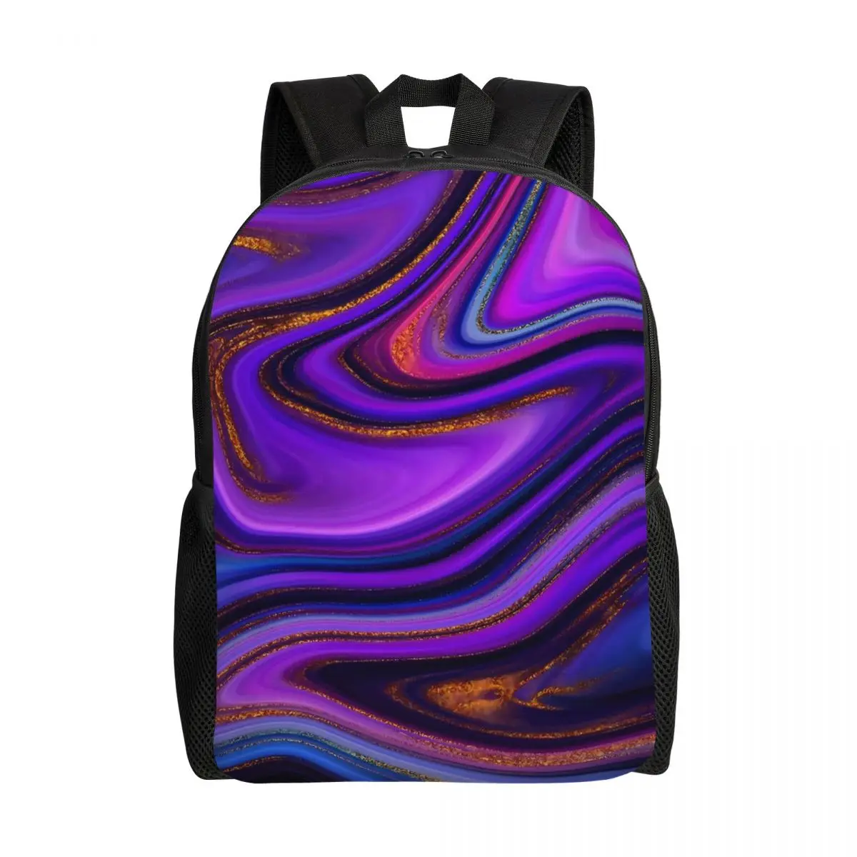 Abstract Marble Backpack Unisex Liquid Print Durable Backpacks Polyester Streetwear School Bags University Design Rucksack