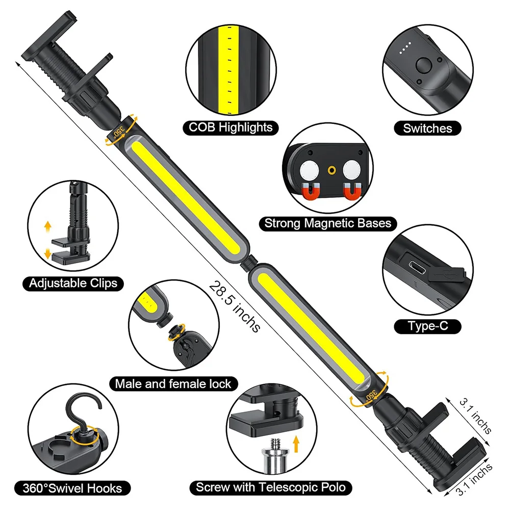 Rechargeable Mechanic Work Light, Portable Magnetic LED Light Bar Super Bright LED Work Light Repairing ,Garage, Workshop