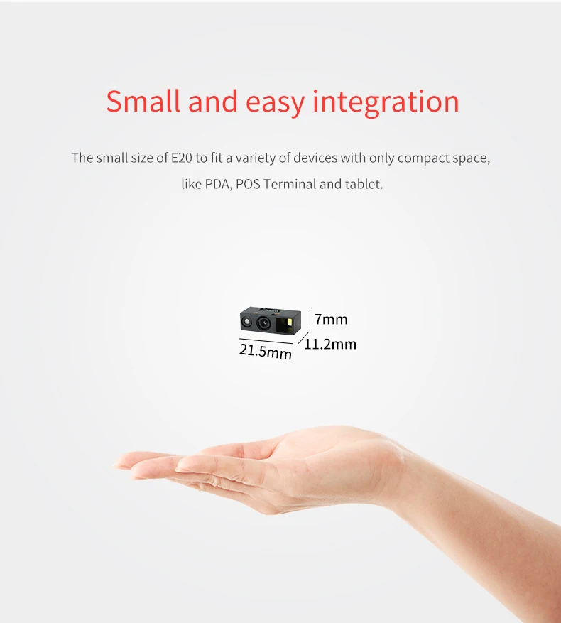 E20 OEM Scan Engine 2D Scanner Mini Módulo de digitalização E2000A para quiosque Vending PDA Terminal Design incorporado