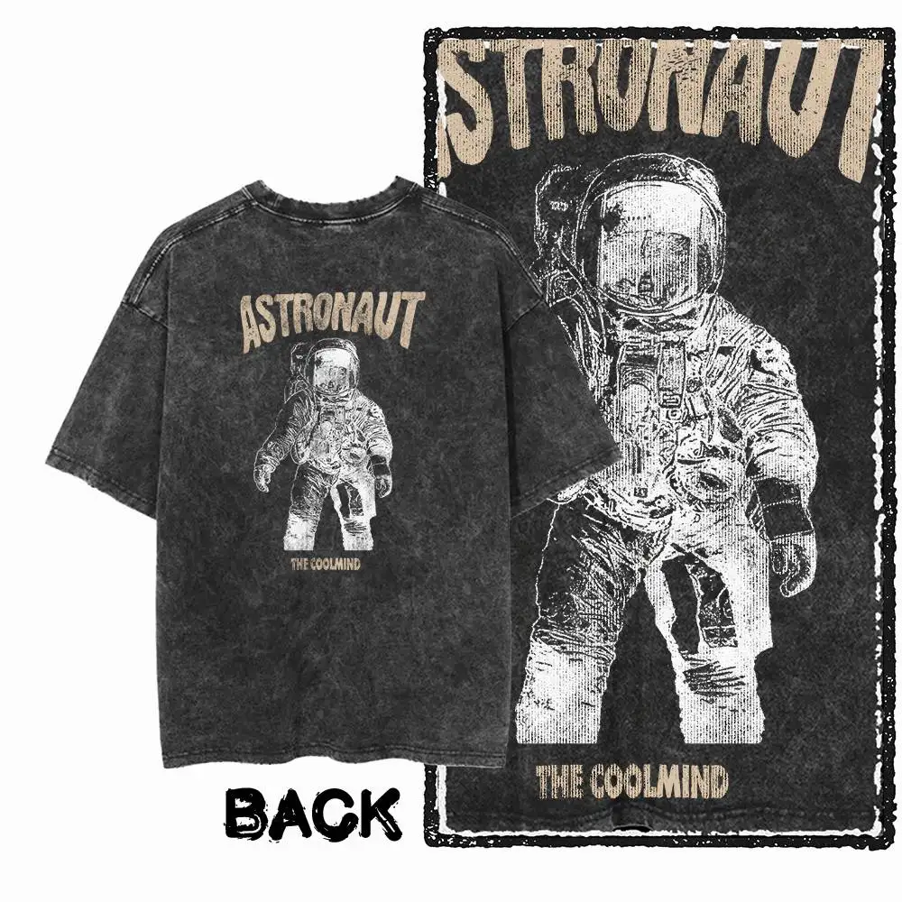 تي شيرت مطبوع كبير 100_ قطن رائد فضاء للرجال والنساء _ تي شيرت Pickled Street Cool Retro برقبة دائرية للرجال والنساء