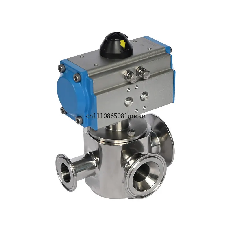 304 Stainless Steel Rotary Valve for Paste Filling Machine, Pneumatic 3-Way Rotary Valve with Actuator