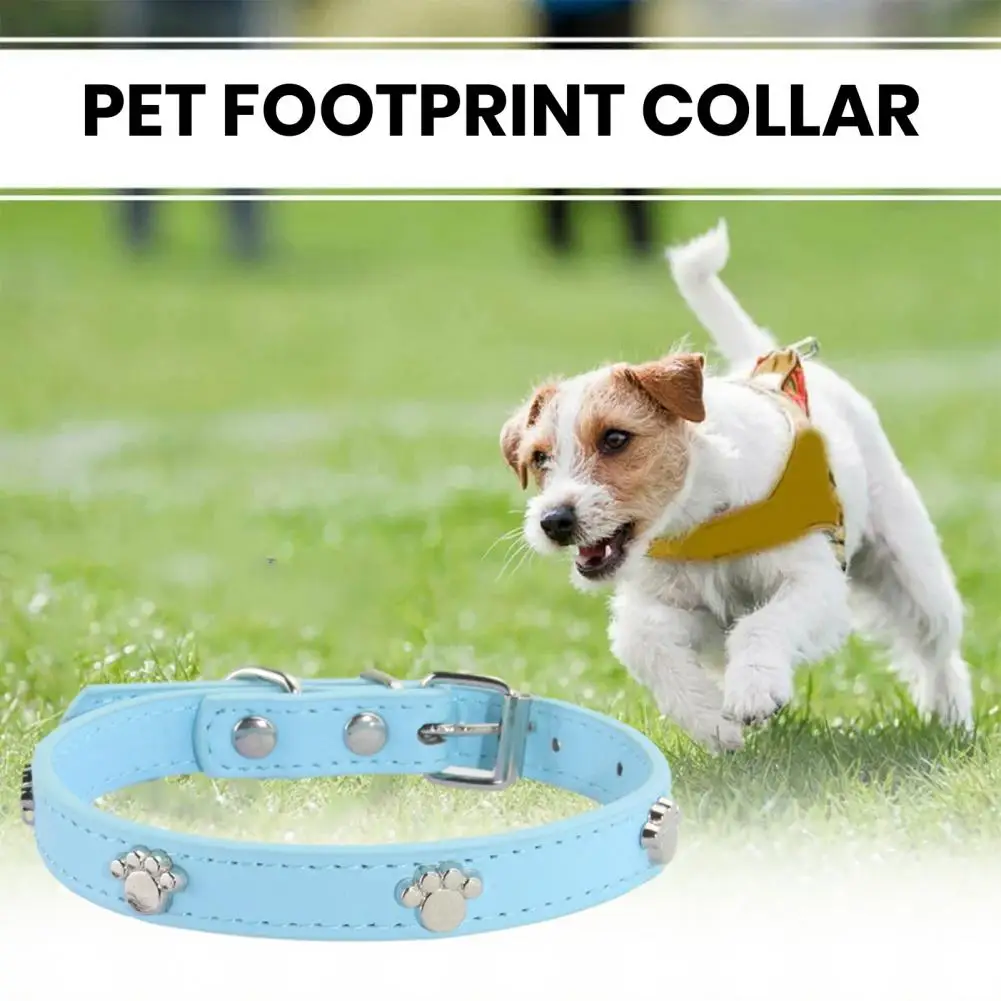 Pet Collar Adjustable Metal Buckle Pet Collar with Dog Footprint Decoration Small Dog Cat Neck for Pet