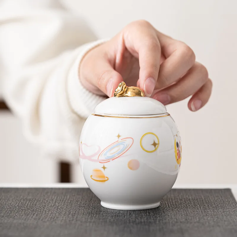 Ceramic Household Sealed Pot Mini Portable Small Tea Pot Creative Moisture-proof Small Storage Pot Ceramic Container Storage Pot