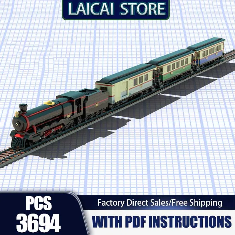 Railway Train Model Moc Building Bricks Steam Train Model Building Technology Modular Block DIY Toy Holiday Construstion Gifts