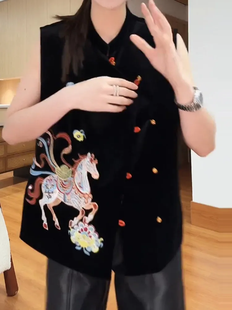 New Winter Chinese Sle Embroidered Jaet Women's Design Slimming Stand Collar Top Trendy Outerwear Comfortable Fit