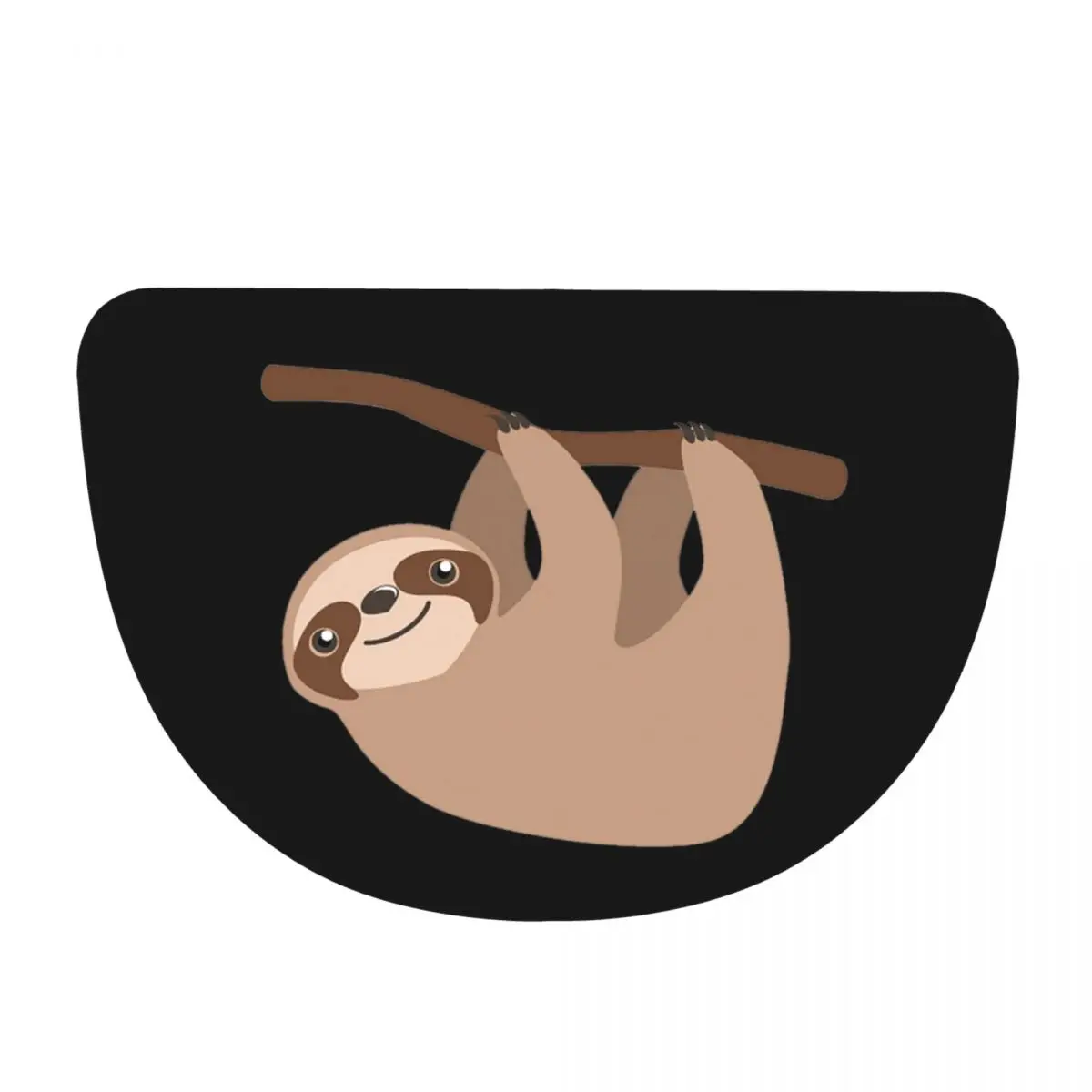 Cute Baby Cartoon Sloth Design Soft Flannel Half Round Doormat Non Slip Bathroom Mat Absorbent Floor Carpet for Living Room