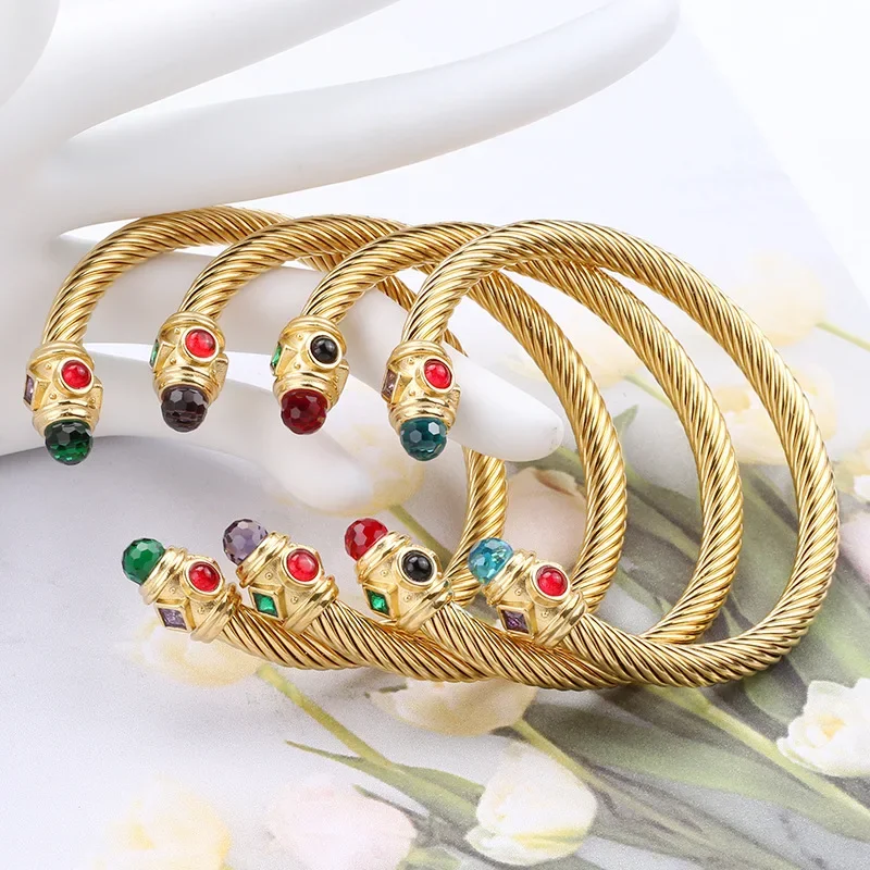 Brillian New Stainless Steel Gold Women's Bracelet with Crystal Luxury Jewelry Ball Fashion Accessories Gift