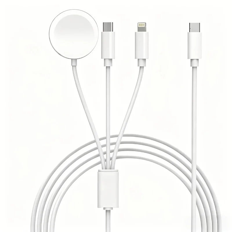 2Pieces Type-C Interface Three-in-One Multifunctional Power Charging Cable, Integrated Magnetic Charging Pad for Watches + Light