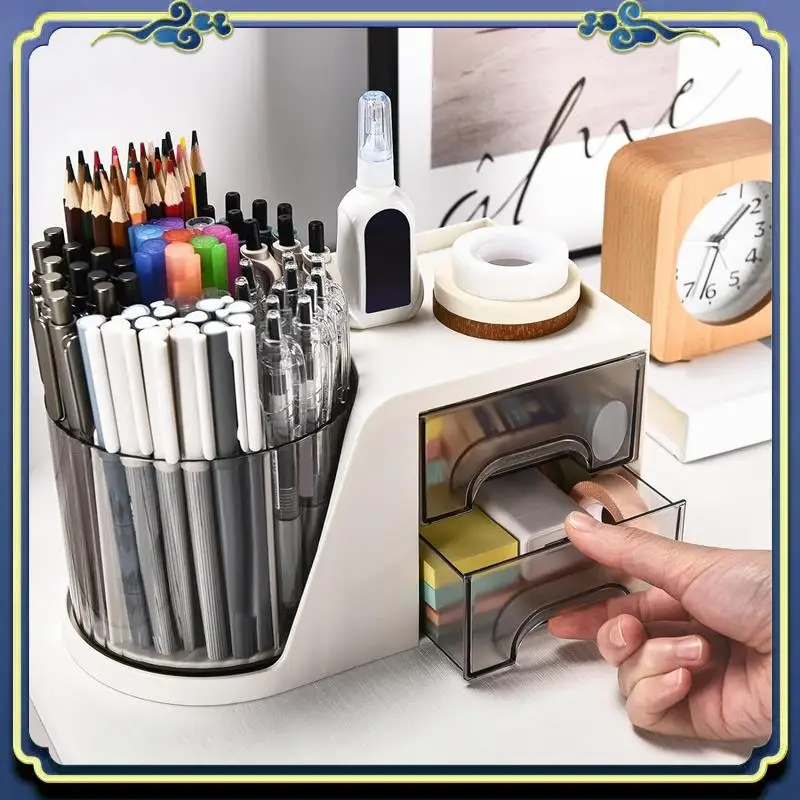 Portable Desktop Pen Pencil Card Holder Storage Box For Desk, Makeup Organizer, Office Supplies Desk Accessories